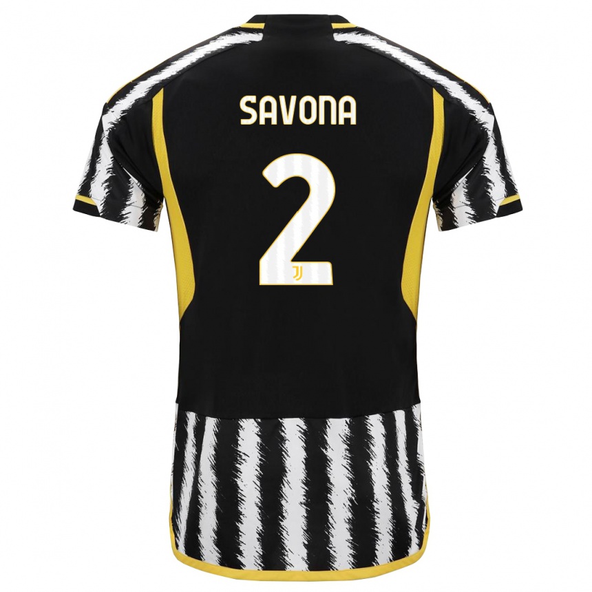 Niño Fútbol Camiseta Nicolo Savona #2 Blanco Negro 1ª Equipación 2023/24