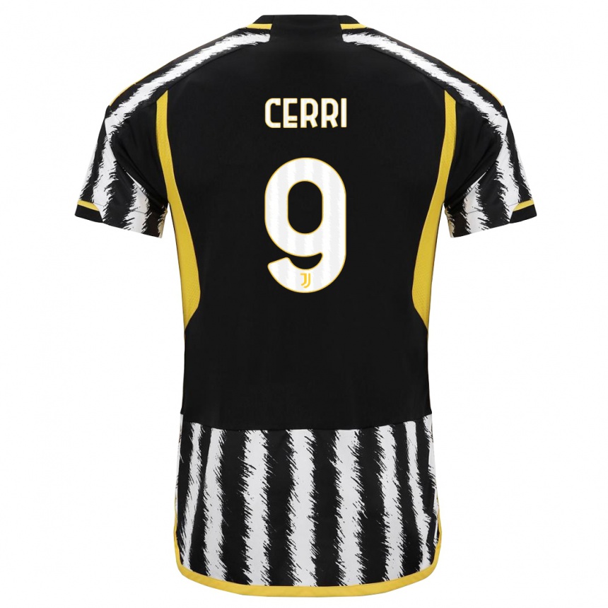 Niño Fútbol Camiseta Leonardo Cerri #9 Blanco Negro 1ª Equipación 2023/24