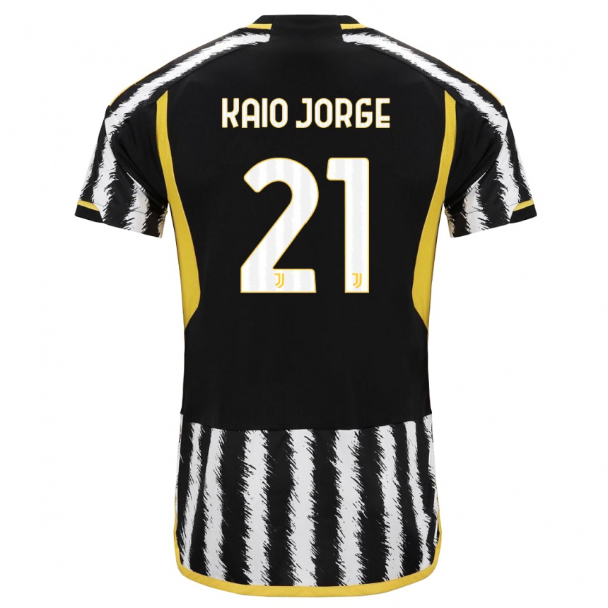 Niño Fútbol Camiseta Kaio Jorge #21 Blanco Negro 1ª Equipación 2023/24