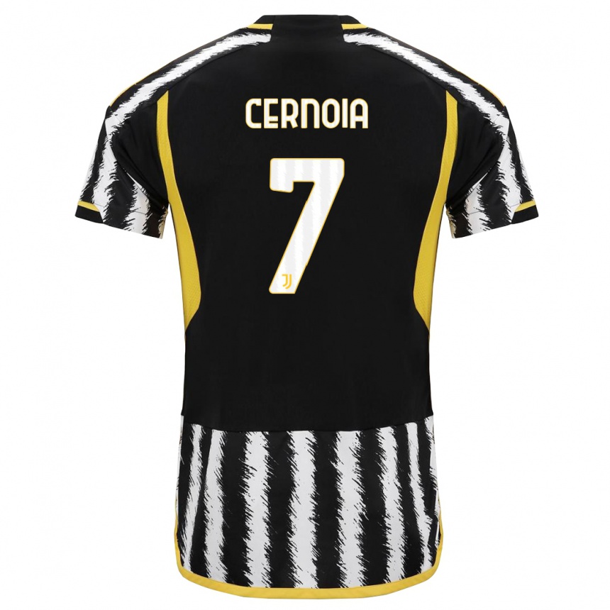 Niño Fútbol Camiseta Valentina Cernoia #7 Blanco Negro 1ª Equipación 2023/24