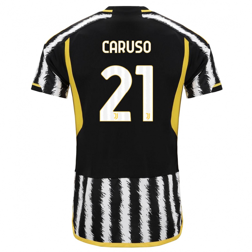 Niño Fútbol Camiseta Arianna Caruso #21 Blanco Negro 1ª Equipación 2023/24