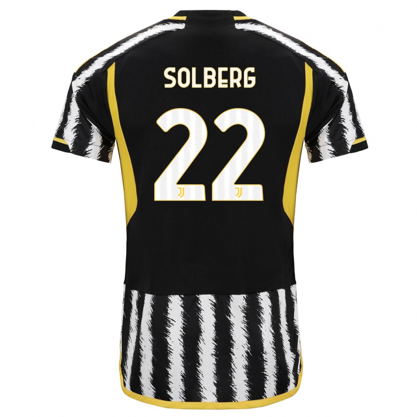 Niño Fútbol Camiseta Elias Solberg #22 Blanco Negro 1ª Equipación 2023/24