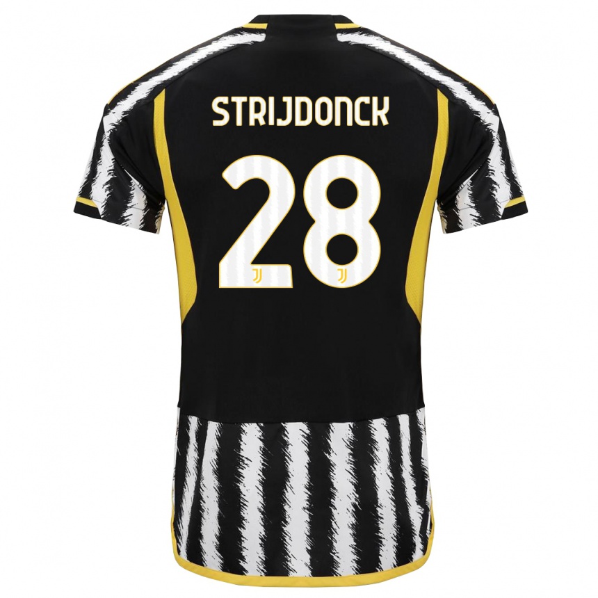 Niño Fútbol Camiseta Bayron Strijdonck #28 Blanco Negro 1ª Equipación 2023/24