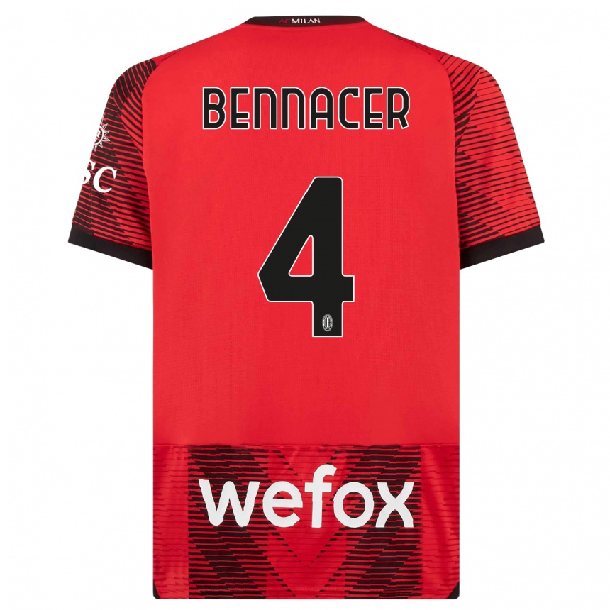 Niño Fútbol Camiseta Ismael Bennacer #4 Negro Rojo 1ª Equipación 2023/24