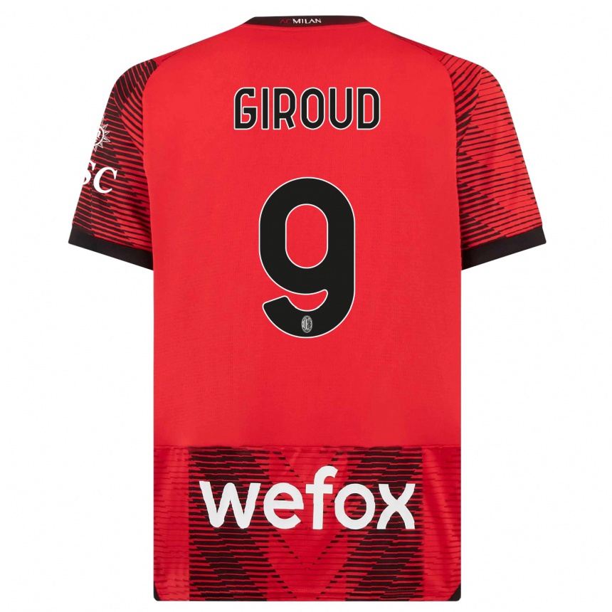 Niño Fútbol Camiseta Olivier Giroud #9 Negro Rojo 1ª Equipación 2023/24