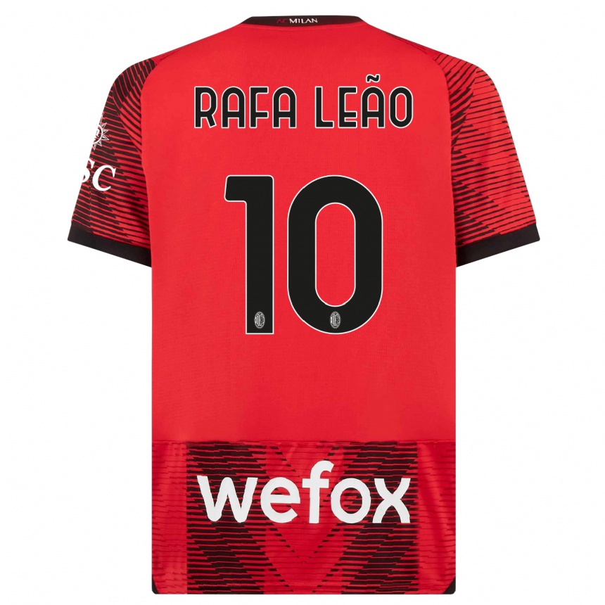 Niño Fútbol Camiseta Rafael Leao #10 Negro Rojo 1ª Equipación 2023/24