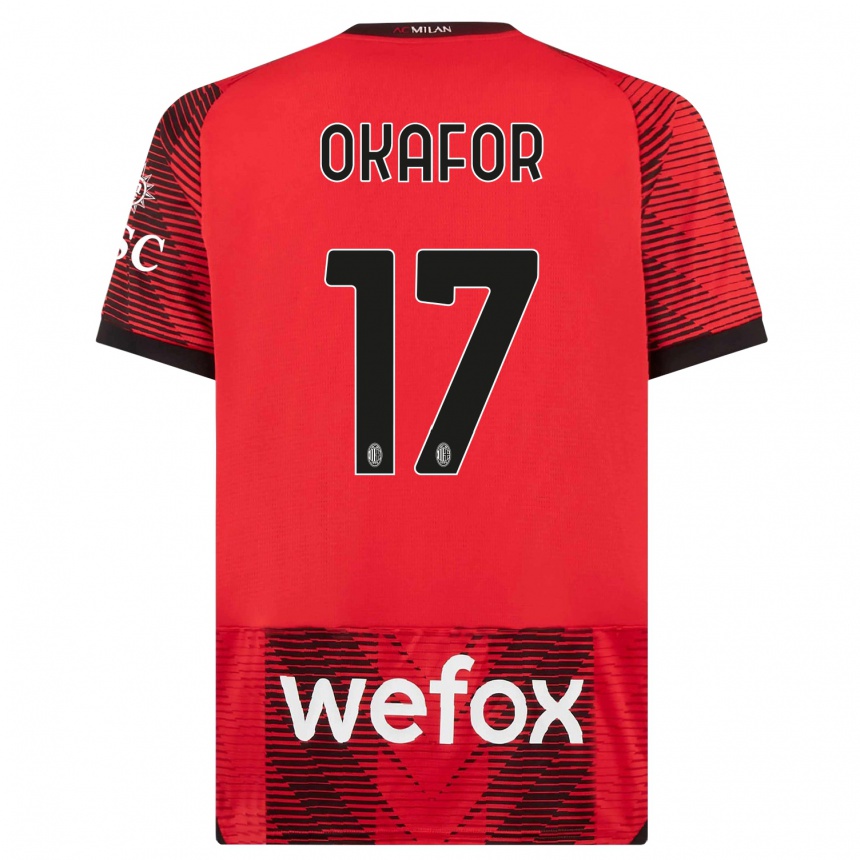 Niño Fútbol Camiseta Noah Okafor #17 Negro Rojo 1ª Equipación 2023/24