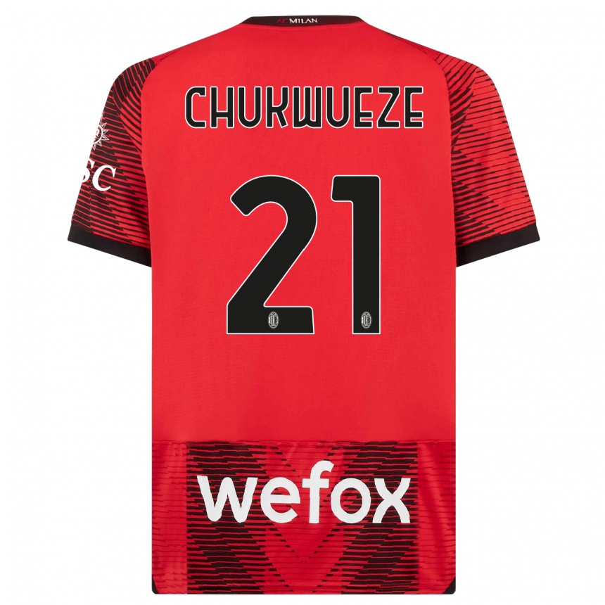 Niño Fútbol Camiseta Samuel Chukwueze #21 Negro Rojo 1ª Equipación 2023/24