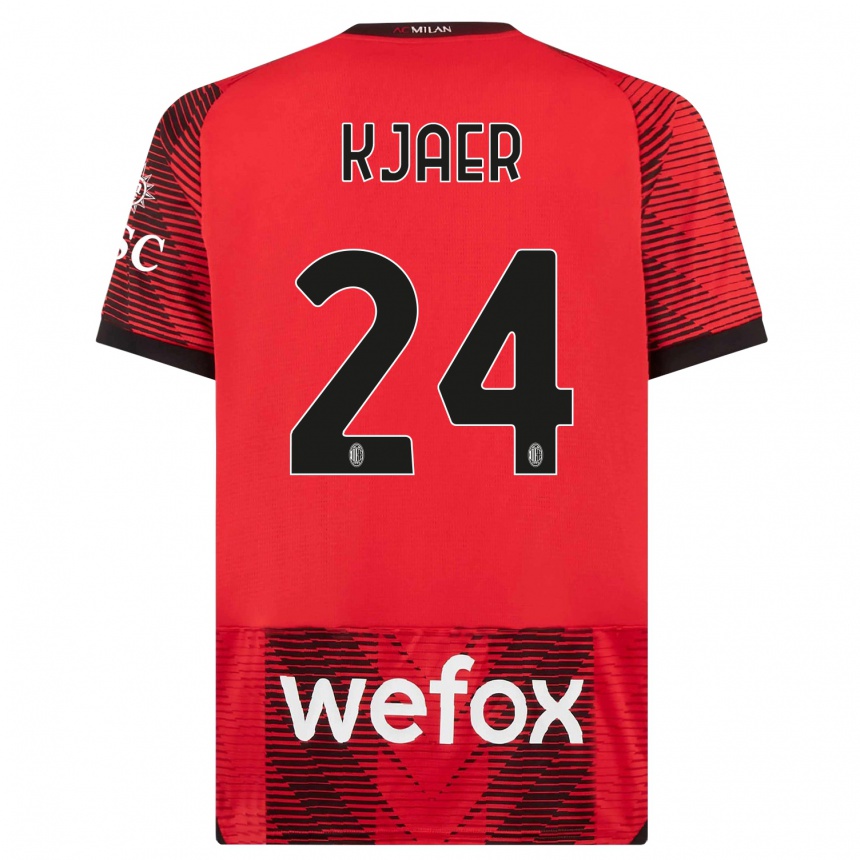 Niño Fútbol Camiseta Simon Kjaer #24 Negro Rojo 1ª Equipación 2023/24