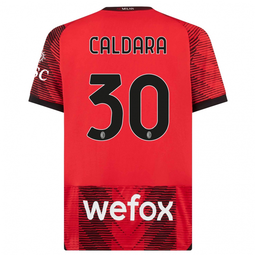 Niño Fútbol Camiseta Mattia Caldara #30 Negro Rojo 1ª Equipación 2023/24