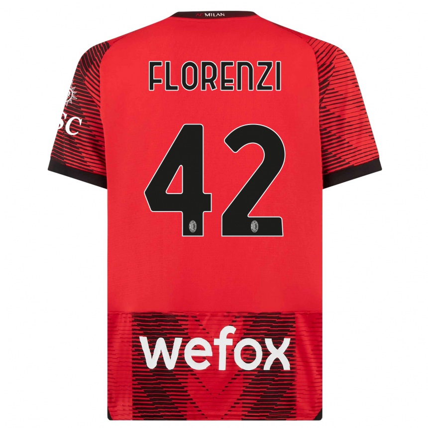 Niño Fútbol Camiseta Alessandro Florenzi #42 Negro Rojo 1ª Equipación 2023/24