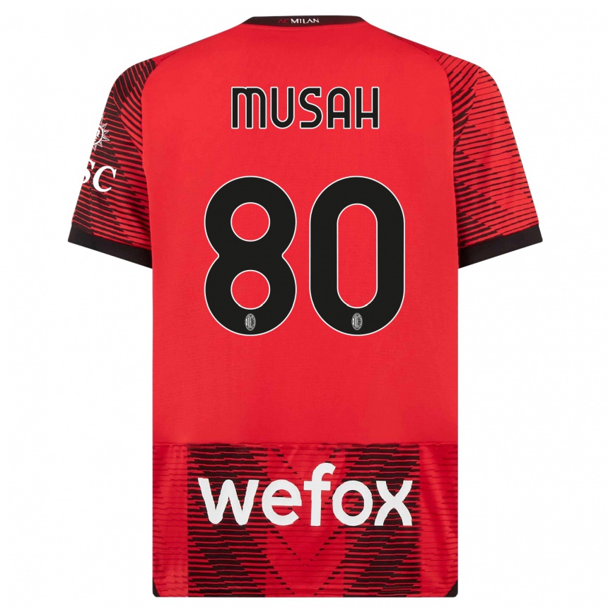 Niño Fútbol Camiseta Yunus Musah #80 Negro Rojo 1ª Equipación 2023/24