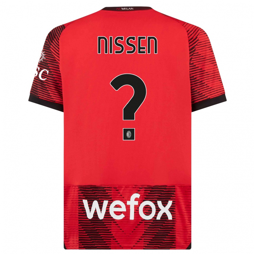 Niño Fútbol Camiseta Fredrik Nissen #0 Negro Rojo 1ª Equipación 2023/24