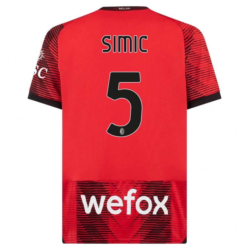 Niño Fútbol Camiseta Jan-Carlo Simic #5 Negro Rojo 1ª Equipación 2023/24