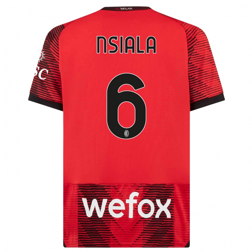 Niño Fútbol Camiseta Clinton Nsiala #6 Negro Rojo 1ª Equipación 2023/24