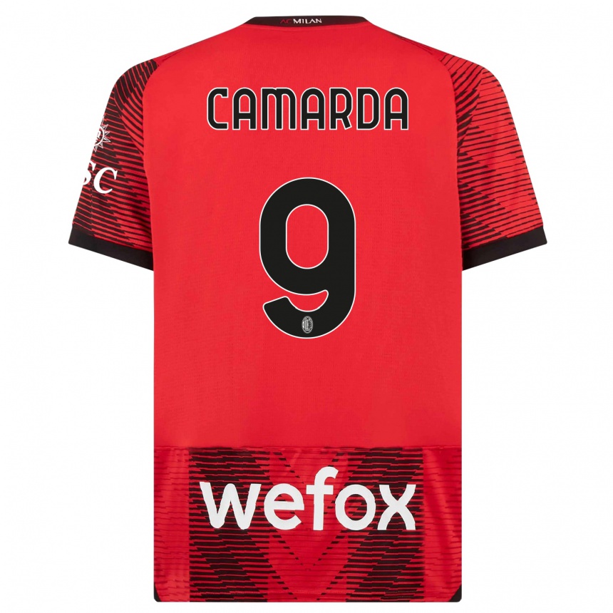 Niño Fútbol Camiseta Francesco Camarda #9 Negro Rojo 1ª Equipación 2023/24