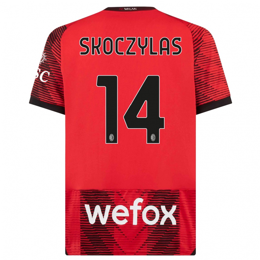 Niño Fútbol Camiseta Mateusz Skoczylas #14 Negro Rojo 1ª Equipación 2023/24