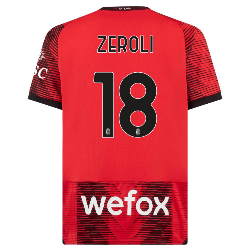 Niño Fútbol Camiseta Kevin Zeroli #18 Negro Rojo 1ª Equipación 2023/24