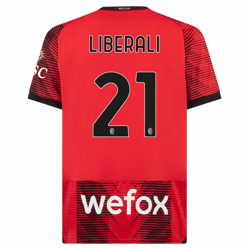 Niño Fútbol Camiseta Mattia Liberali #21 Negro Rojo 1ª Equipación 2023/24