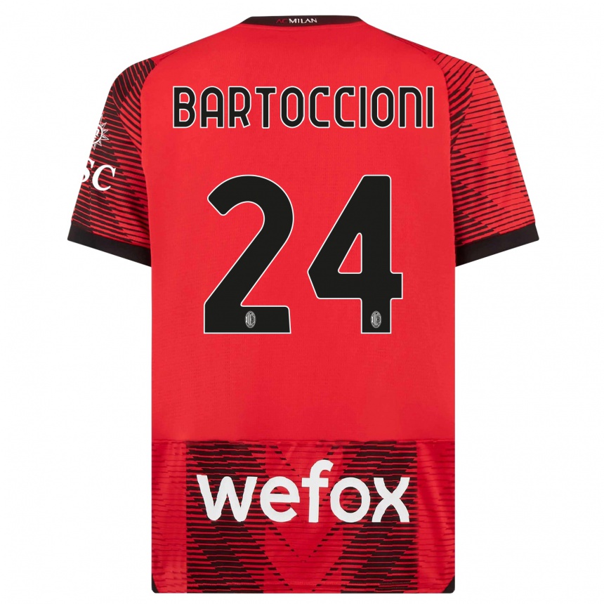 Niño Fútbol Camiseta Andrea Bartoccioni #24 Negro Rojo 1ª Equipación 2023/24