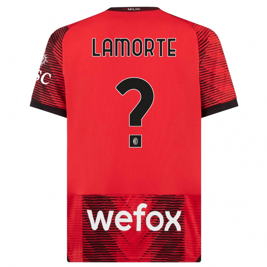 Niño Fútbol Camiseta Alessandro Lamorte #0 Negro Rojo 1ª Equipación 2023/24