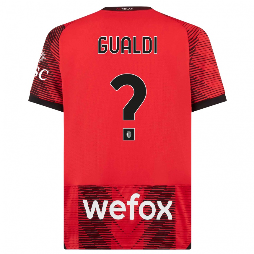 Niño Fútbol Camiseta Andrea Gualdi #0 Negro Rojo 1ª Equipación 2023/24