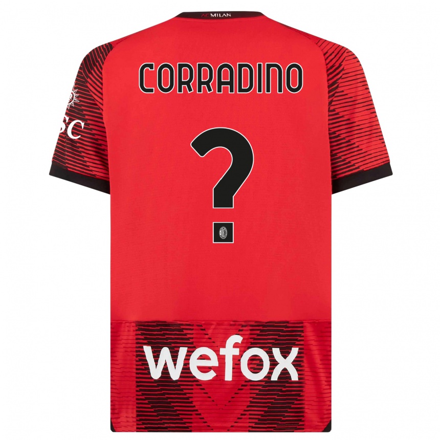 Niño Fútbol Camiseta Riccardo Corradino #0 Negro Rojo 1ª Equipación 2023/24