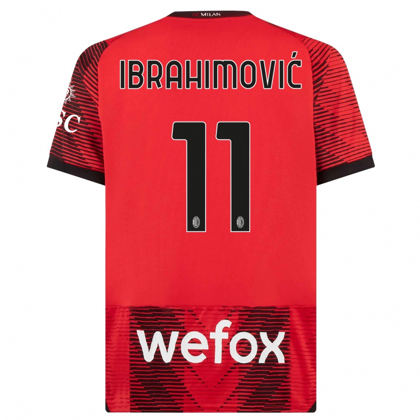 Niño Fútbol Camiseta Zlatan Ibrahimovic #11 Negro Rojo 1ª Equipación 2023/24