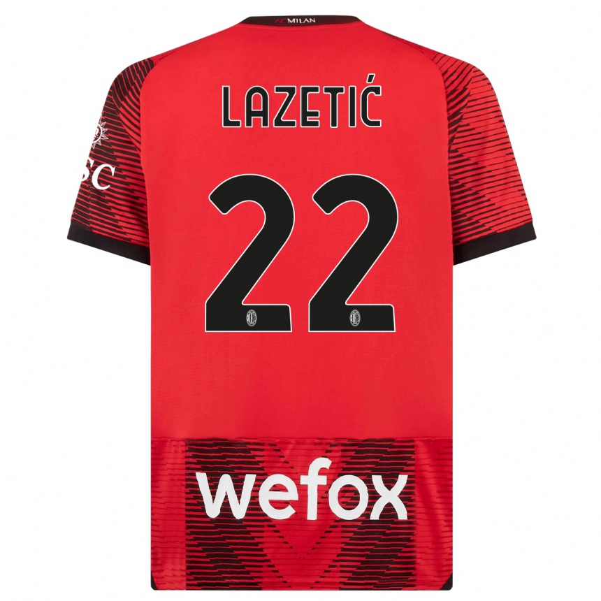 Niño Fútbol Camiseta Marko Lazetic #22 Negro Rojo 1ª Equipación 2023/24