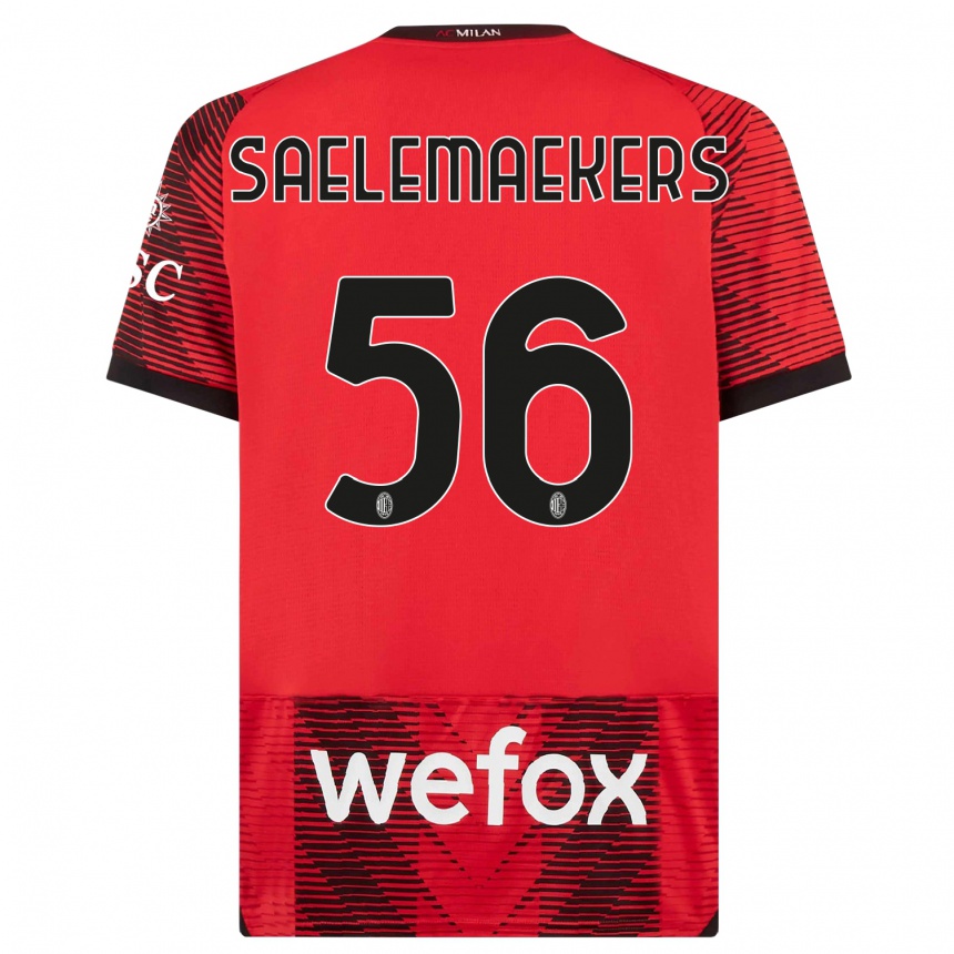 Niño Fútbol Camiseta Alexis Saelemaekers #56 Negro Rojo 1ª Equipación 2023/24