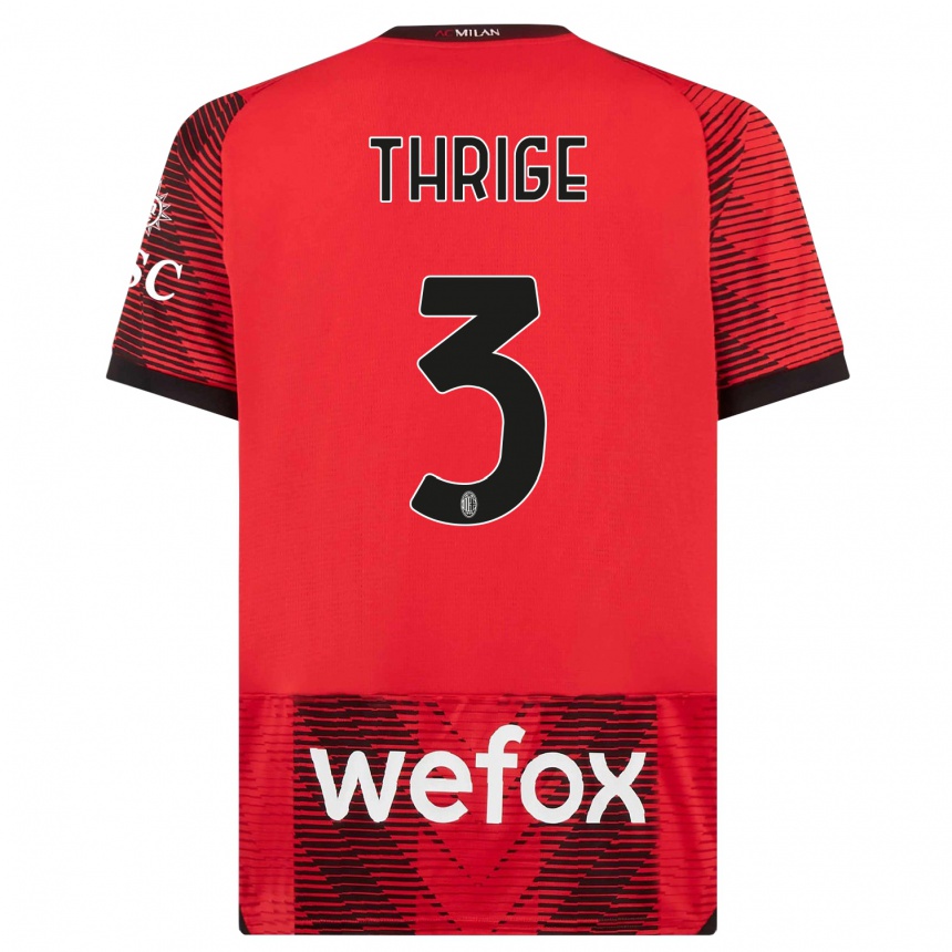 Niño Fútbol Camiseta Sara Thrige #3 Negro Rojo 1ª Equipación 2023/24