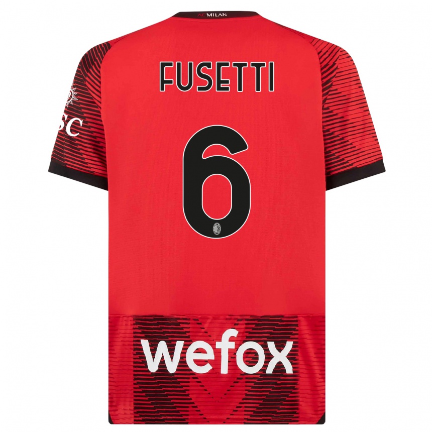 Niño Fútbol Camiseta Laura Fusetti #6 Negro Rojo 1ª Equipación 2023/24