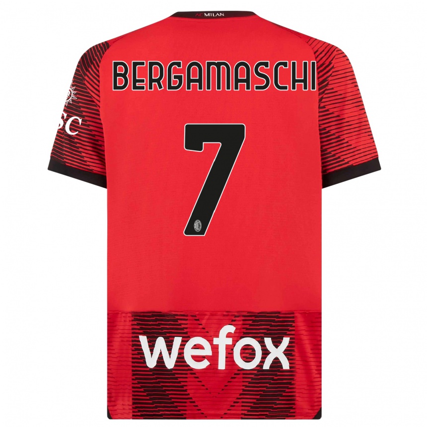 Niño Fútbol Camiseta Valentina Bergamaschi #7 Negro Rojo 1ª Equipación 2023/24