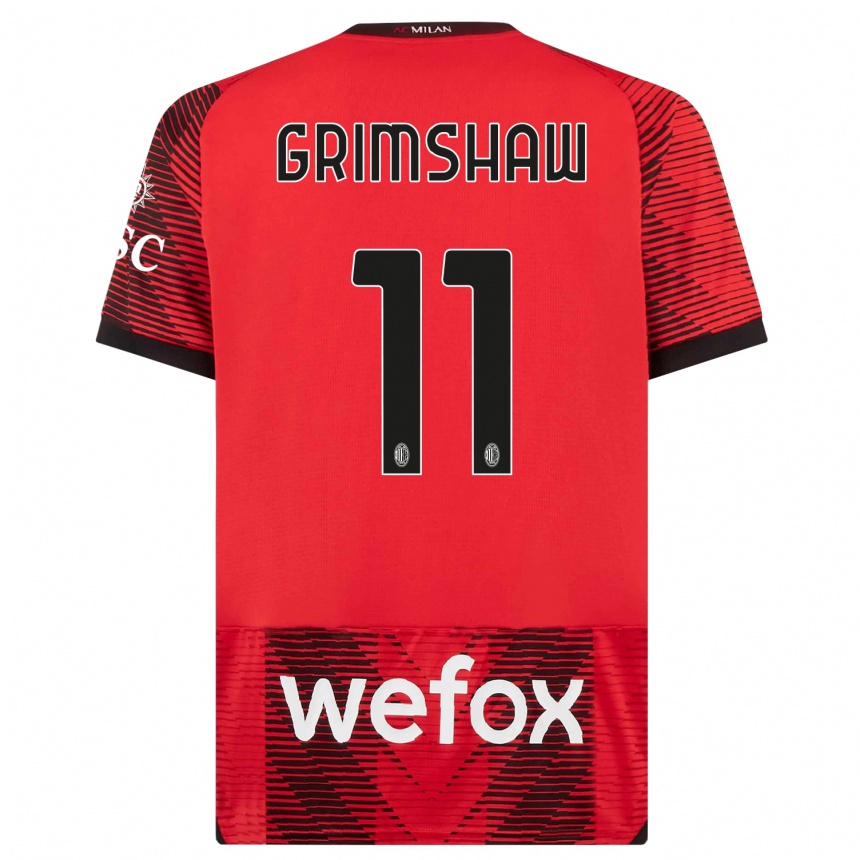 Niño Fútbol Camiseta Christy Grimshaw #11 Negro Rojo 1ª Equipación 2023/24