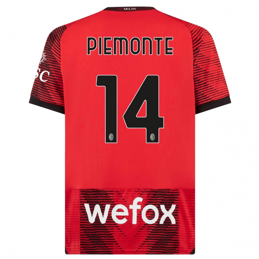 Niño Fútbol Camiseta Martina Piemonte #14 Negro Rojo 1ª Equipación 2023/24