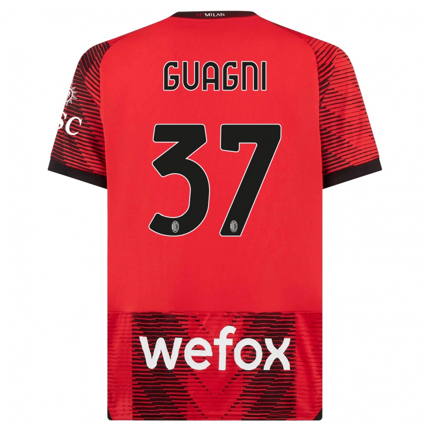 Niño Fútbol Camiseta Alia Guagni #37 Negro Rojo 1ª Equipación 2023/24