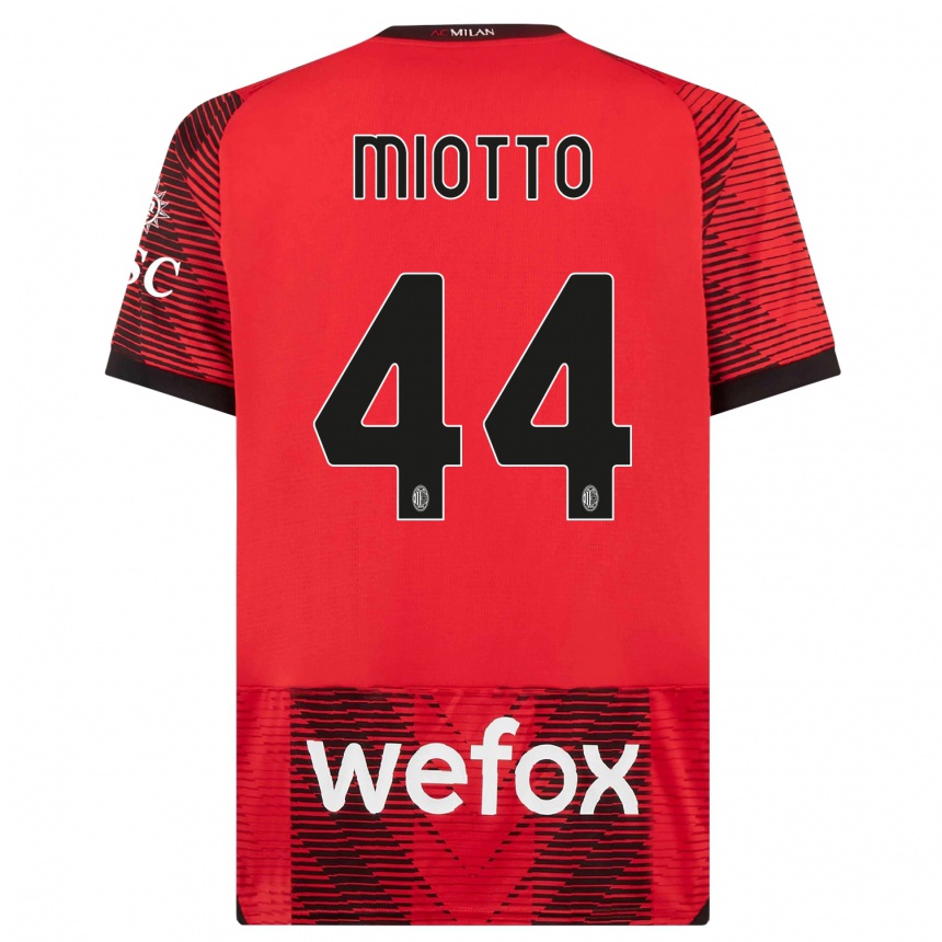 Niño Fútbol Camiseta Giorgia Miotto #44 Negro Rojo 1ª Equipación 2023/24