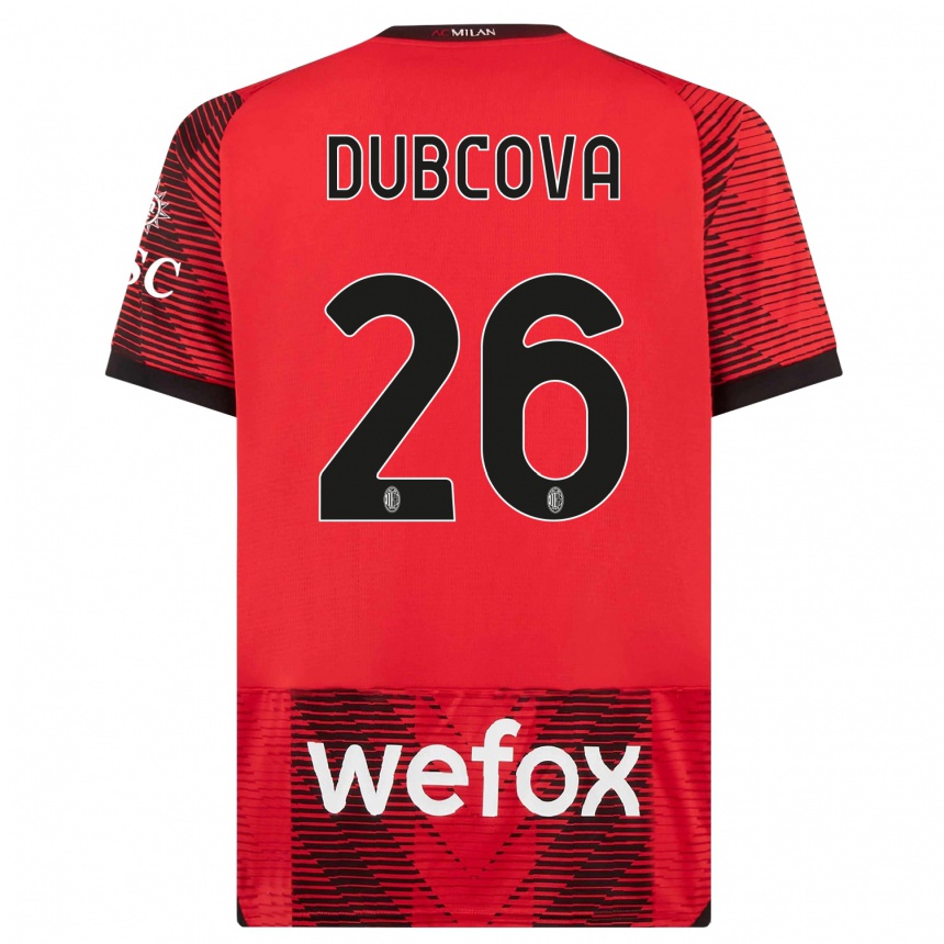 Niño Fútbol Camiseta Michaela Dubcova #26 Negro Rojo 1ª Equipación 2023/24