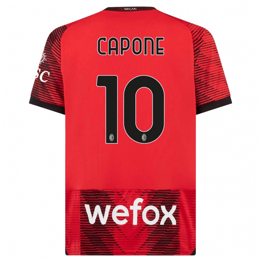 Niño Fútbol Camiseta Andrea Capone #10 Negro Rojo 1ª Equipación 2023/24