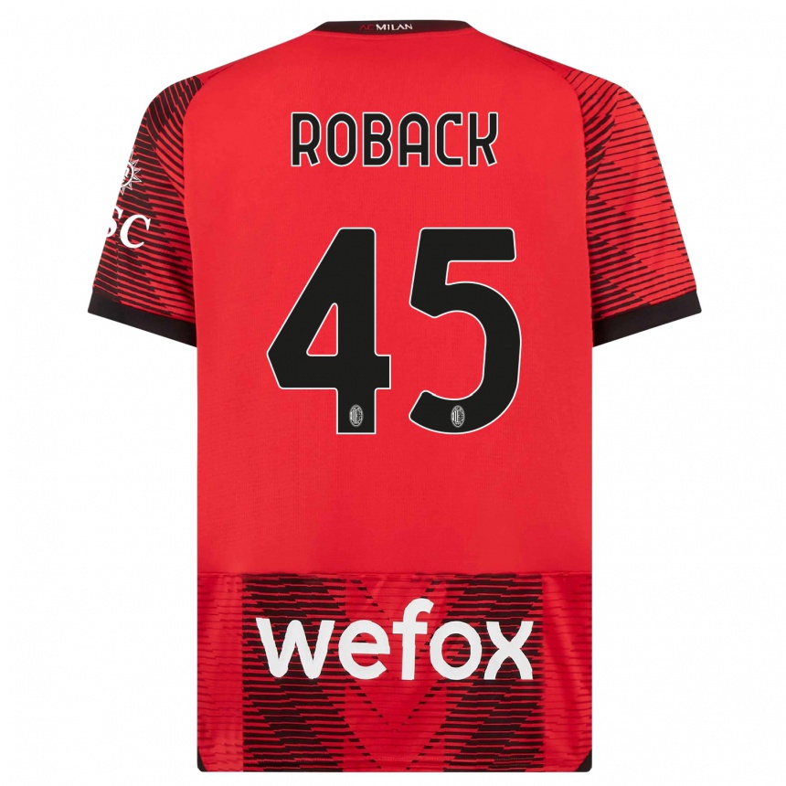 Niño Fútbol Camiseta Emil Roback #45 Negro Rojo 1ª Equipación 2023/24