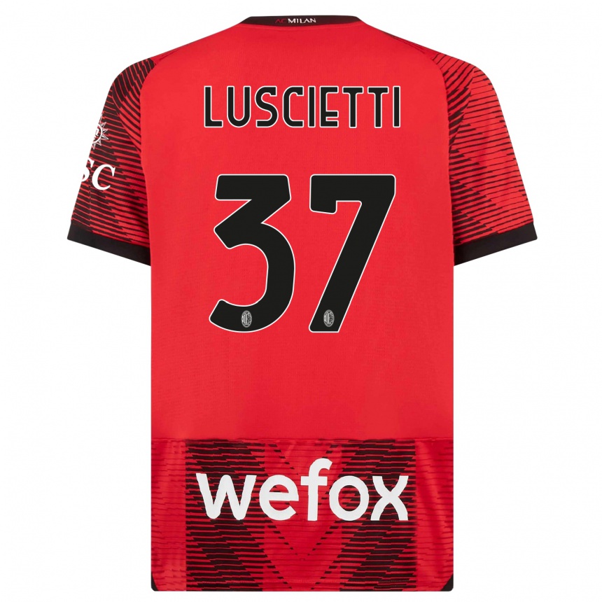 Niño Fútbol Camiseta Abebe Luscietti #37 Negro Rojo 1ª Equipación 2023/24