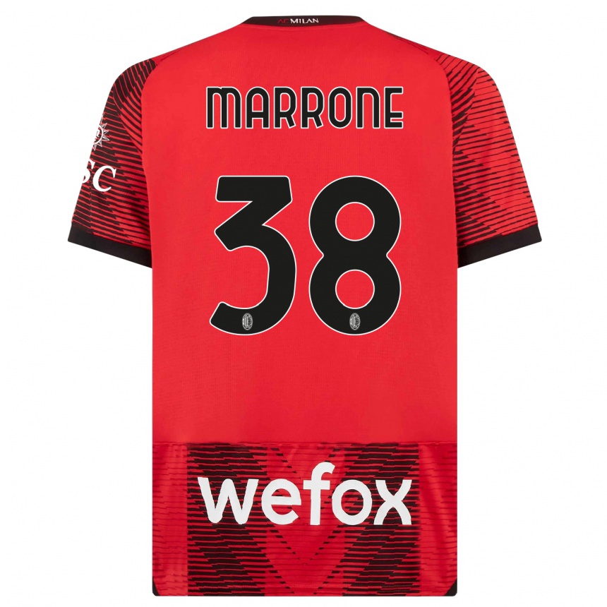 Niño Fútbol Camiseta Federico Marrone #38 Negro Rojo 1ª Equipación 2023/24