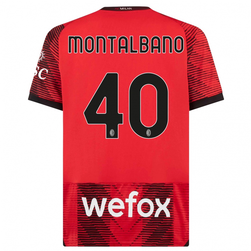 Niño Fútbol Camiseta Nicolo Montalbano #40 Negro Rojo 1ª Equipación 2023/24