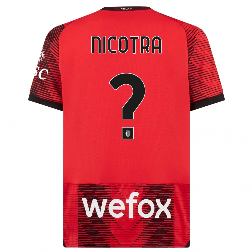 Niño Fútbol Camiseta Riccardo Nicotra #0 Negro Rojo 1ª Equipación 2023/24