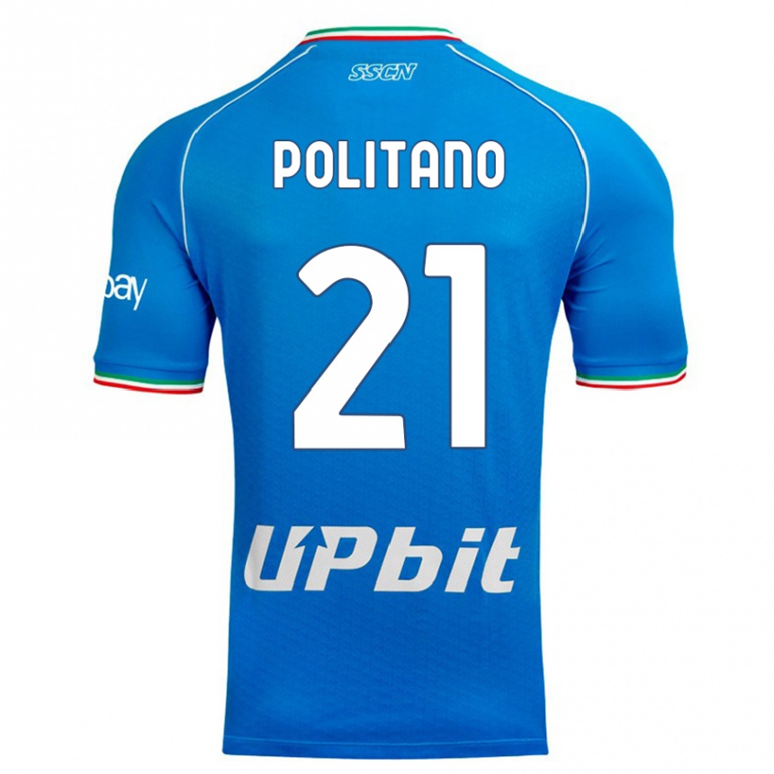 Niño Fútbol Camiseta Matteo Politano #21 Cielo Azul 1ª Equipación 2023/24