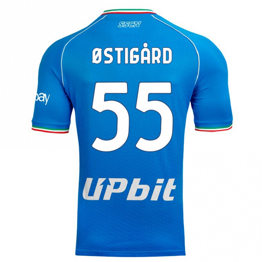 Niño Fútbol Camiseta Leo Ostigard #55 Cielo Azul 1ª Equipación 2023/24