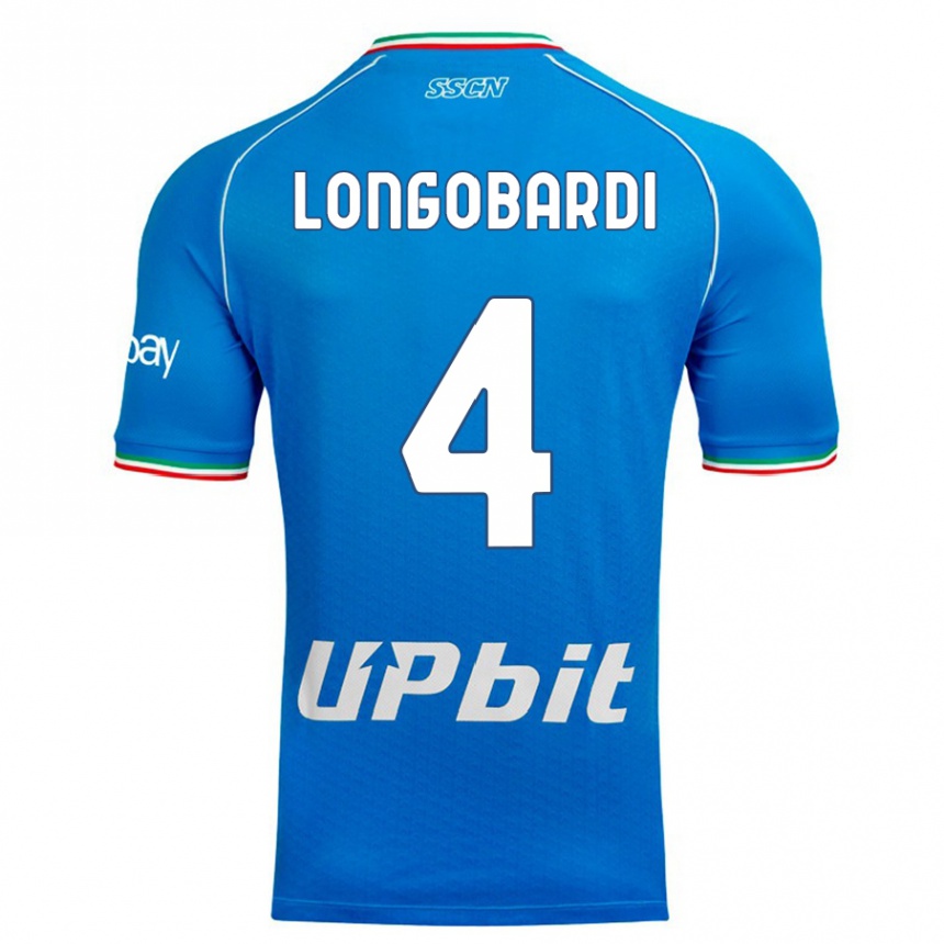 Niño Fútbol Camiseta Salvatore Longobardi #4 Cielo Azul 1ª Equipación 2023/24