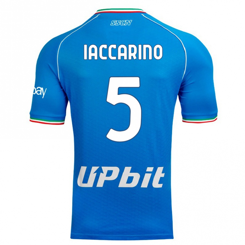 Niño Fútbol Camiseta Gennaro Iaccarino #5 Cielo Azul 1ª Equipación 2023/24