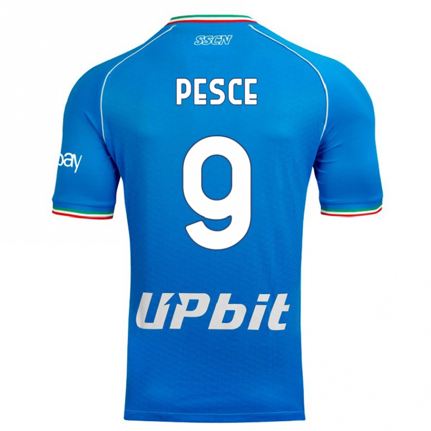 Niño Fútbol Camiseta Antonio Pesce #9 Cielo Azul 1ª Equipación 2023/24