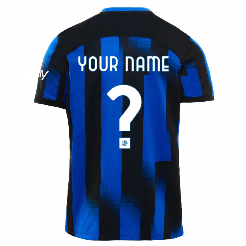 Niño Fútbol Camiseta Su Nombre #0 Azul Negro 1ª Equipación 2023/24